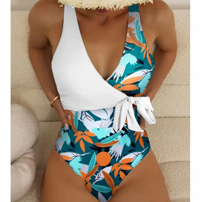 Women's High Waist Polyester Printed One-piece Bikini - 16th Avenue