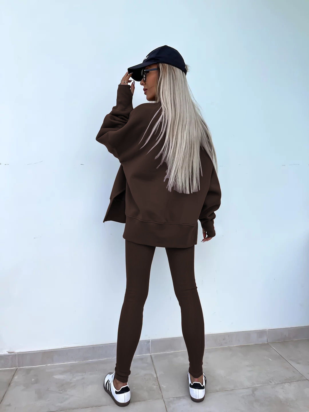 Casual Loose Long Sleeve Crew Neck Sweater Suit