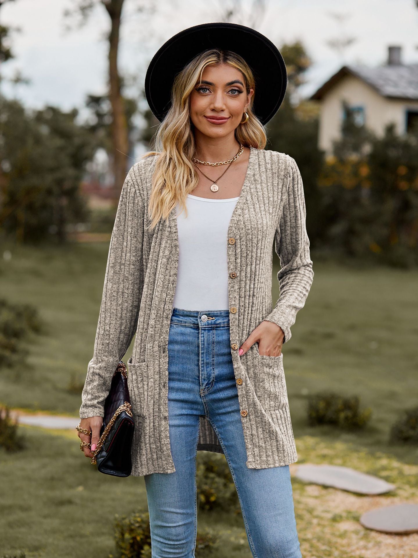 Women's Sunken Stripe Solid Color Long Sleeve Fall Sweater