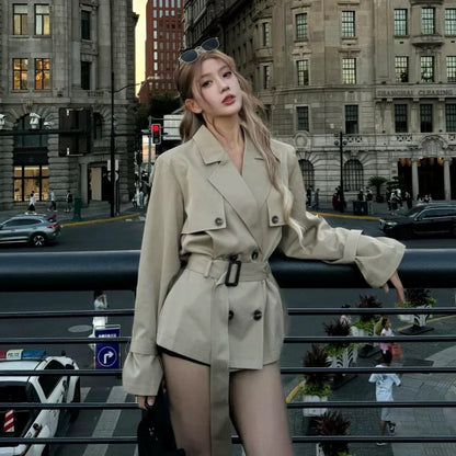 16th Avenue Slim Double-Breasted Long Trench Coat - Women's Fashion - Women's Clothing - Jackets & Coats - Jackets