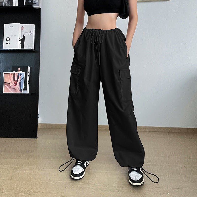 Wide Leg Loose Plus Size Tether Straight Cargo Pants