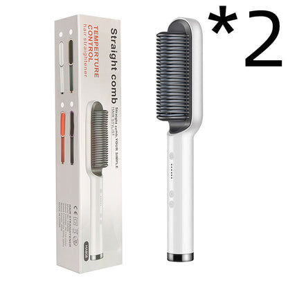 New 2 In 1 Hair Straightener Hot Comb Negative Ion Curling Electric Hair Brush - 16th Avenue