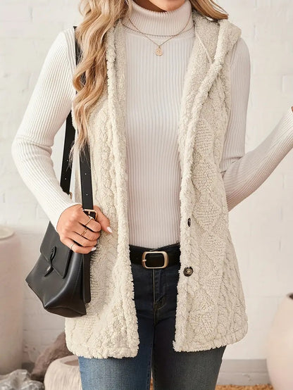 Ladies' Sleeveless Hooded Cardigan Elegant Coat