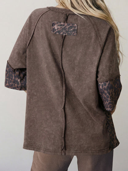 16th Avenue Five-pointed Star Leopard Print Old T-shirt - Women's Clothing