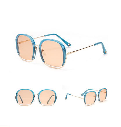 Colorful Fashionable Large Half Frame Sunglasses For Women - 16th Avenue