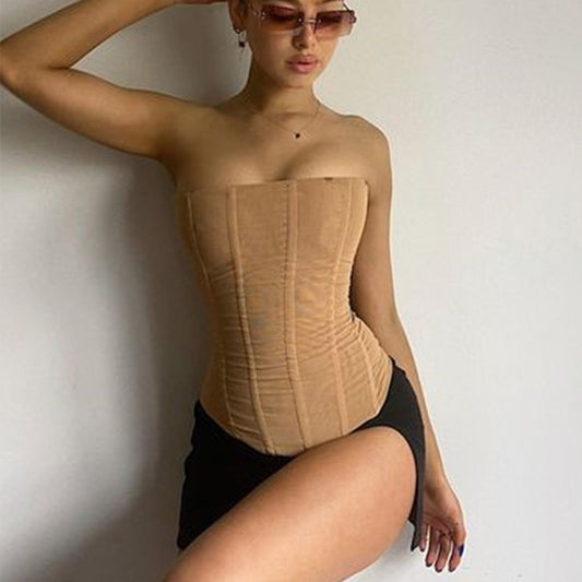 Skinny Sleeveless Tube Top Spring Summer Crop Corset Tank Party Streetwear