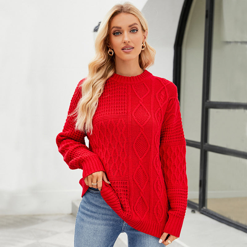 Women's Casual Round-neck Pullover Sweater Fall Winter Sweater