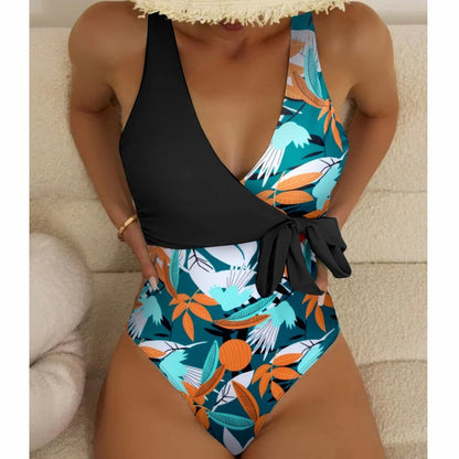 Women's High Waist Polyester Printed One-piece Bikini - 16th Avenue