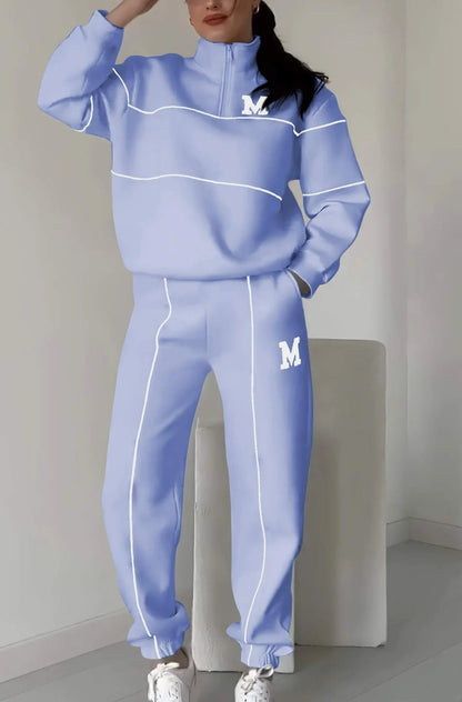Women's 2 Piece Hoodless Pullover Baggy Sweatsuit