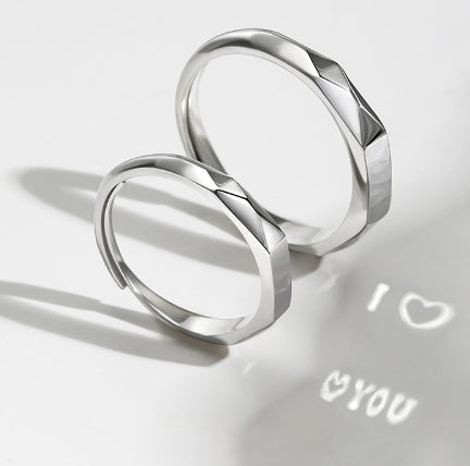 S925 Sterling Silver Rings By Light Reflect Show with Love Pattern Surface - 16th Avenue