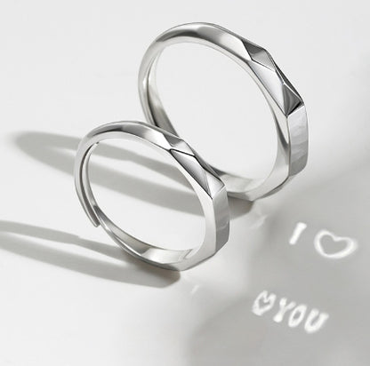 S925 Sterling Silver Rings By Light Reflect Show with Love Pattern Surface - 16th Avenue