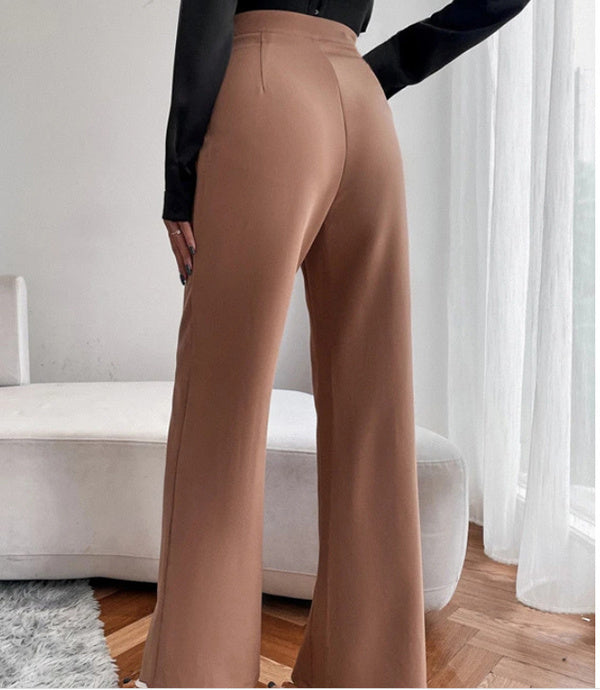 Loose Straight Pants Women's High Waist Casual Trousers