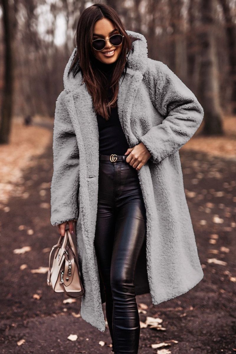 Autumn Winter Fashion Elegant Faux Fleece Coat