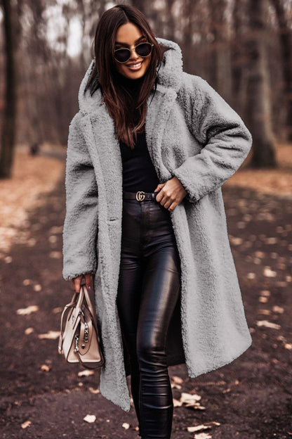 Autumn Winter Fashion Elegant Faux Fleece Coat