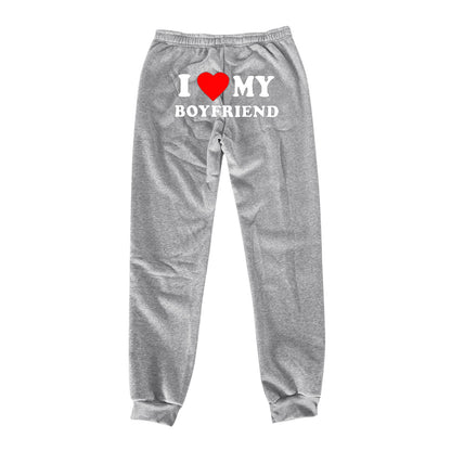 I Love MY BOYFRIEND Printed Casual Trousers - 16th Avenue