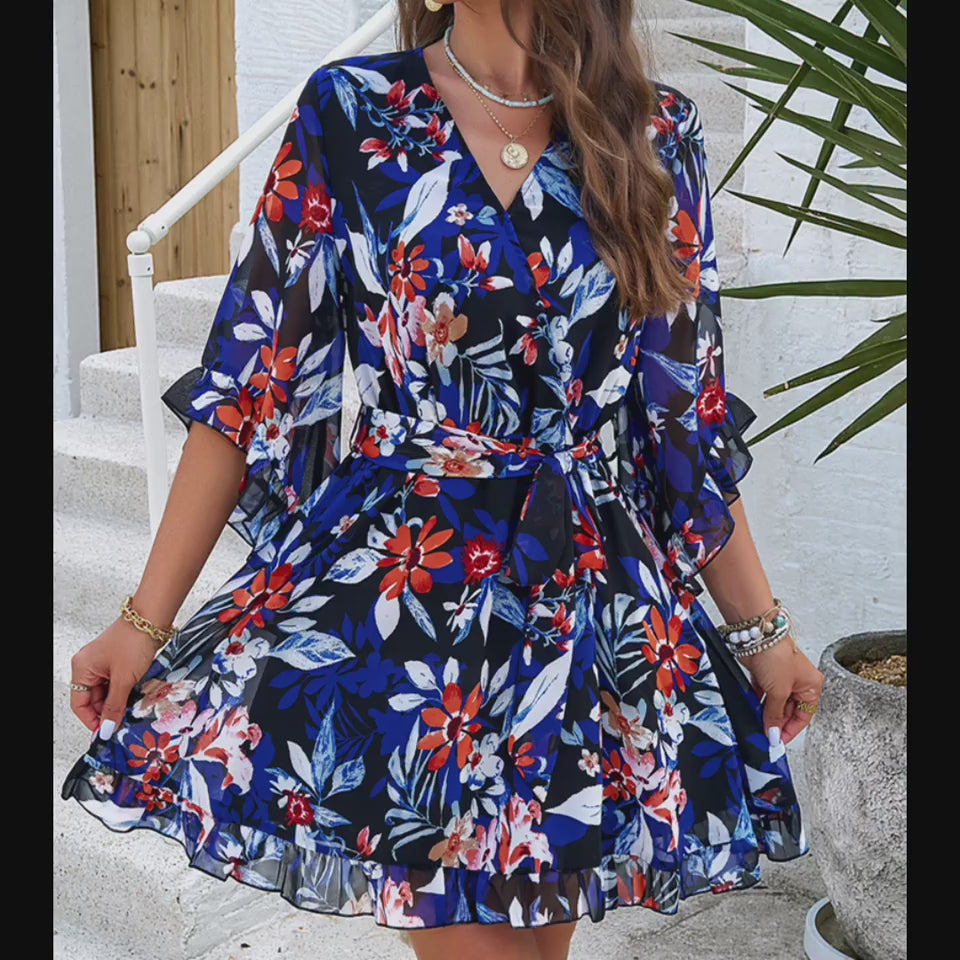 Short Sleeves Dress | V-Neck Lace Dress | 16th Avenue